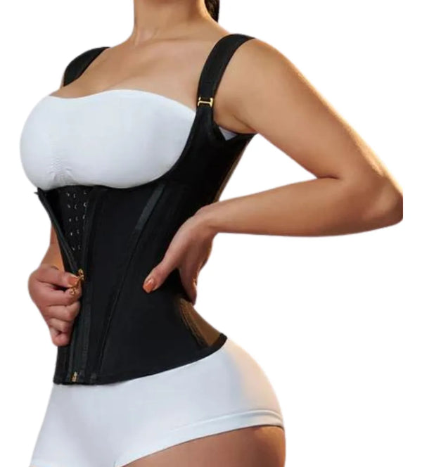 Chaleco reductor reloj de arena doble cierre (cremallera y broche) 10 varillas